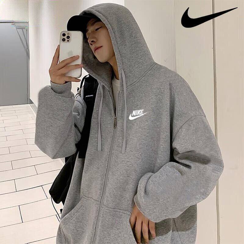 灰色外套Nike耐克针织棉休闲上衣男子夹克套头衫正品运动装BV2649