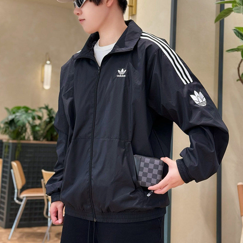 阿迪达斯三叶草防风衣男春季正品梭织运动服美式复古上衣篮球夹克