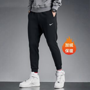 Nike耐克裤子男子加绒长裤修身锥形束脚裤新款运动裤针织棉质卫裤