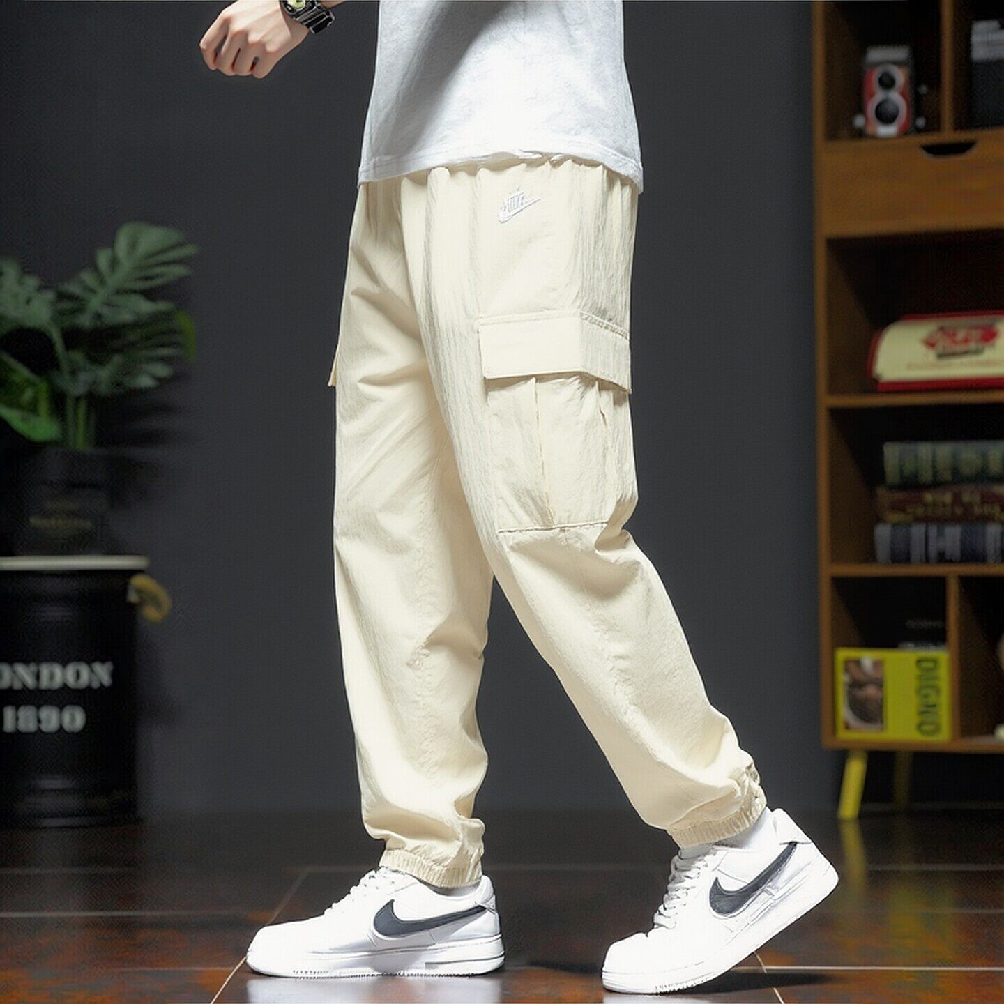 Nike耐克裤子正品卡其色长裤薄款男裤梭织运动裤新款小脚裤休闲裤