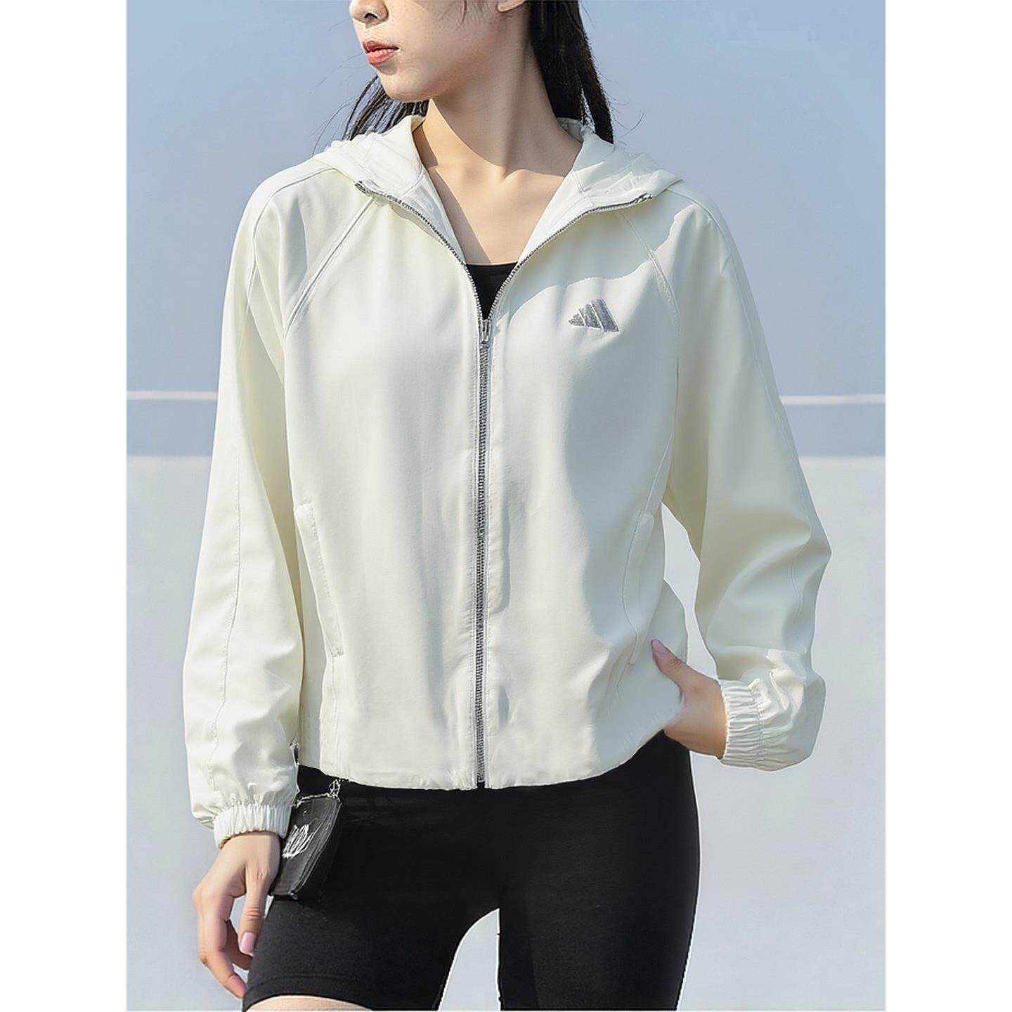 阿迪达斯米白外套女春季正品休闲宽松百搭棒球服防风衣女梭织夹克