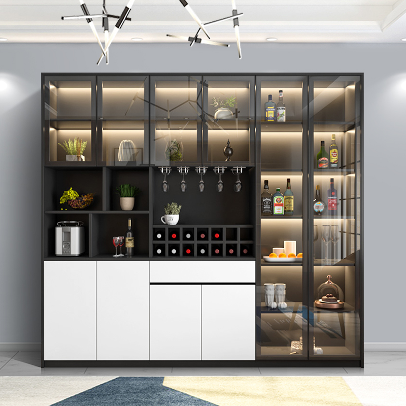 现代简约餐边柜轻奢酒柜意式极简风格厨房餐柜一体靠墙高柜储物柜