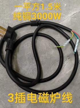1平方纯铜加粗电磁炉三插电源线光波炉带卡槽插头电磁炉线3000W