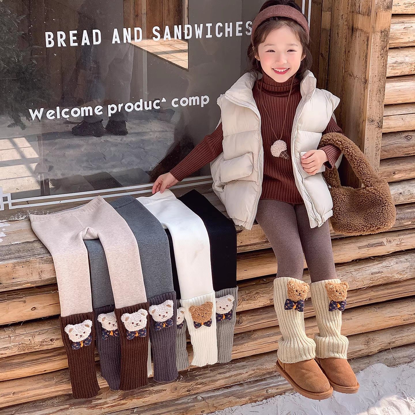 女童打底裤秋冬款加绒加厚宝宝打底袜外穿小童堆堆袜套儿童长裤子