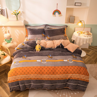 冬季加厚牛奶珊瑚绒四件套保暖法兰绒被套法莱加绒床单床上4件套