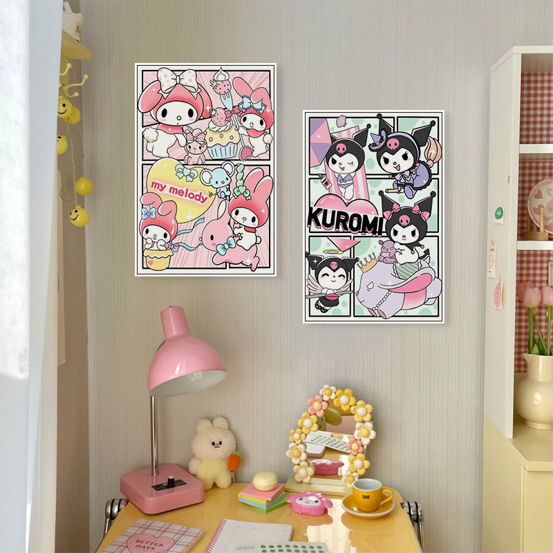 卡通动漫可爱装饰画迪士尼挂画蜡笔小新三丽鸥女孩儿童房客厅壁画