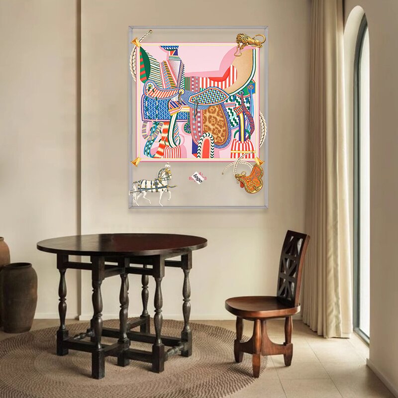 亚克力丝巾装饰画私人订制工作室服装店高级壁画幻想中的马鞍挂画