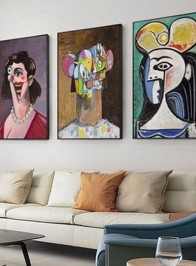 乔治康多装饰画抽象艺术George Condo油画风挂画咖啡厅卧室客厅画