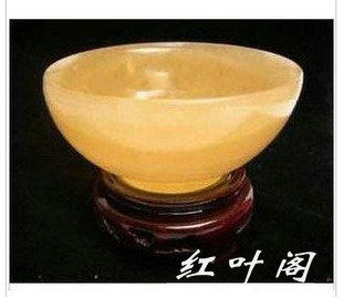 天然玉石摆件米黄玉玉碗茶碗