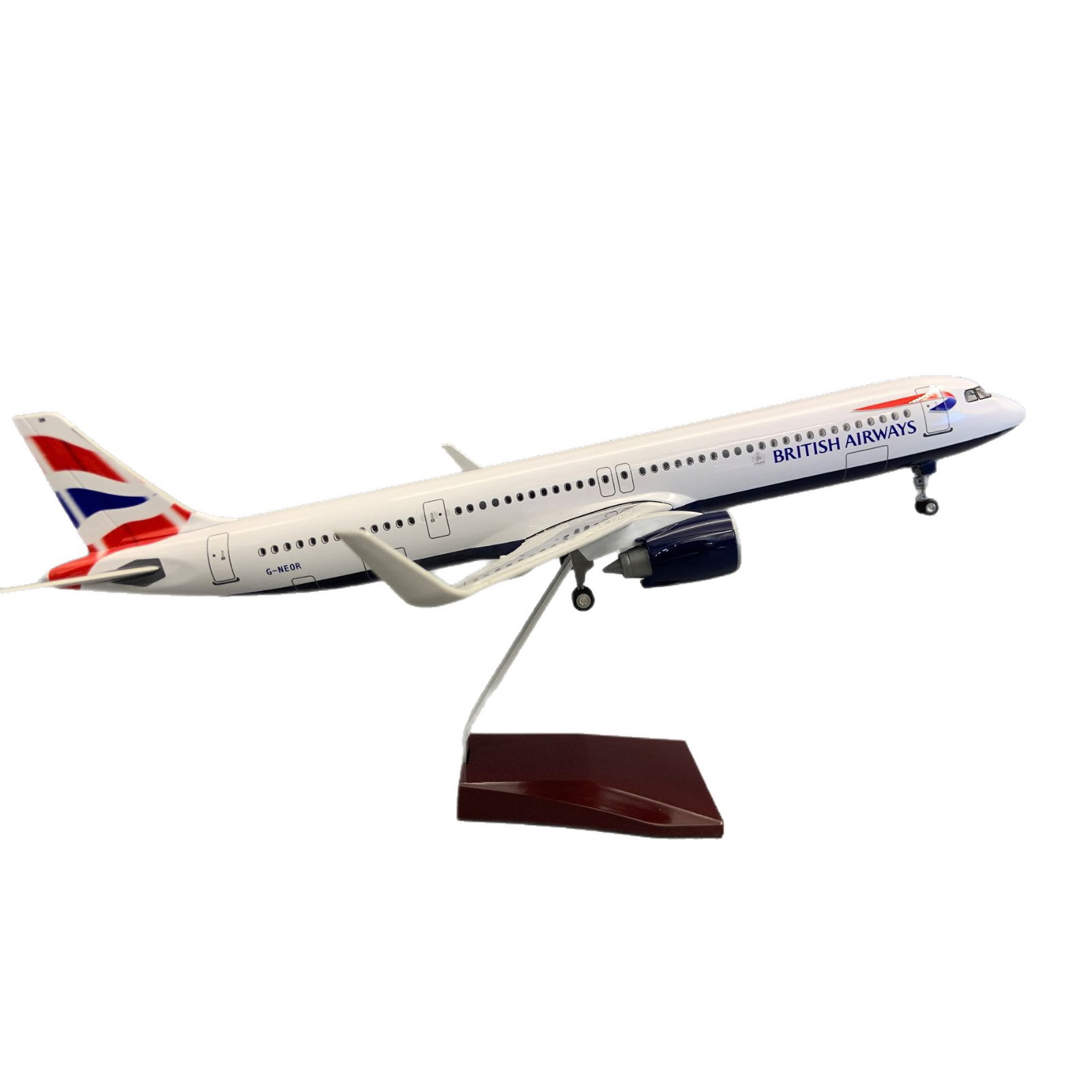 新品44厘米带灯款A321英国航空飞机模型带灯带轮子仿真静态航模