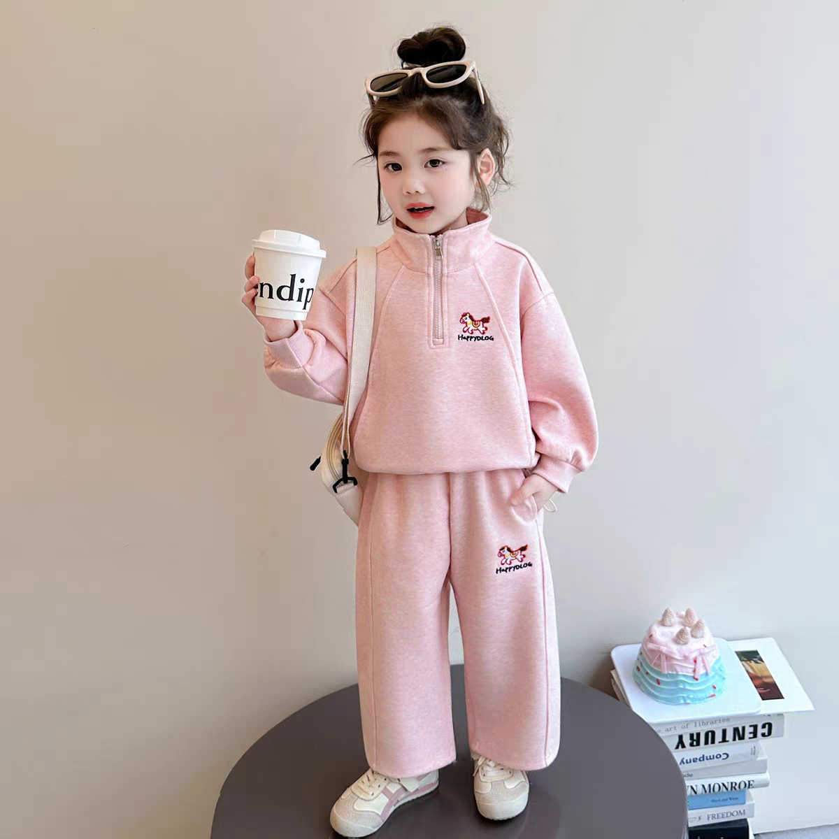 女童春装套装2026春秋儿童运动套装女宝卫衣外套校园棒球服两件套