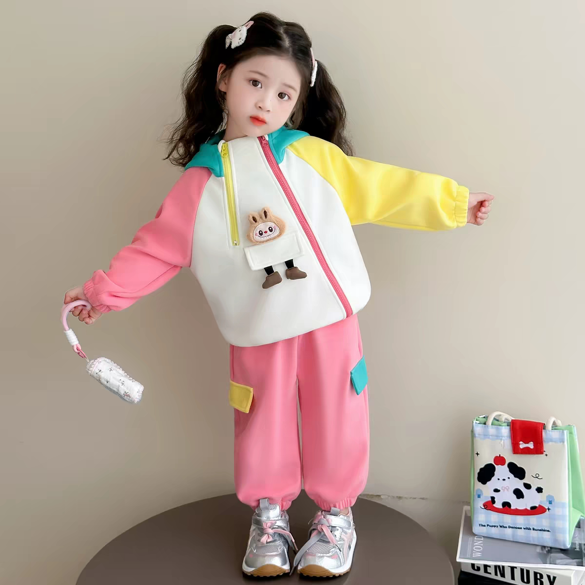 女童套装2026春秋儿童时髦长袖卫衣外套女孩春装休闲运动两件套潮