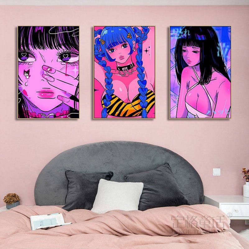 酒吧KTV卫生间朋克风动漫美少女