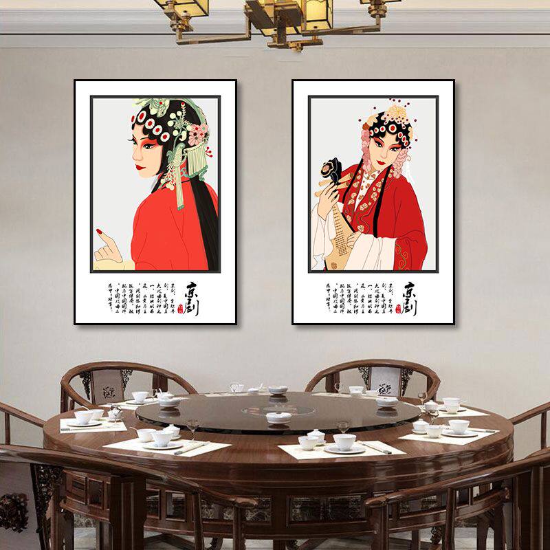 餐饮店京剧装饰画脸谱戏曲火锅店