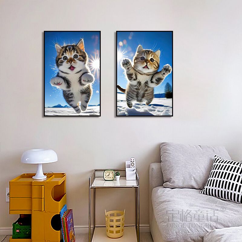 民宿公寓床头小猫挂画装饰画猫咪