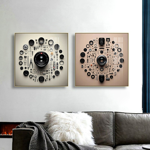 相机镜头分解图挂画摄影工作室书房机械零件装饰画相机拆解模型画