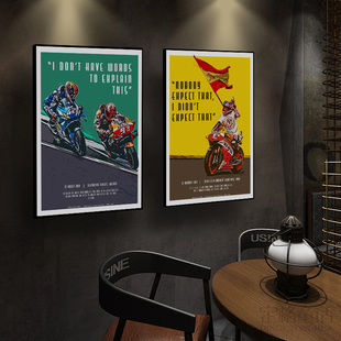 马奎斯挂画机车海报复古摩托车酒吧咖啡馆装饰画罗西motogp背景墙