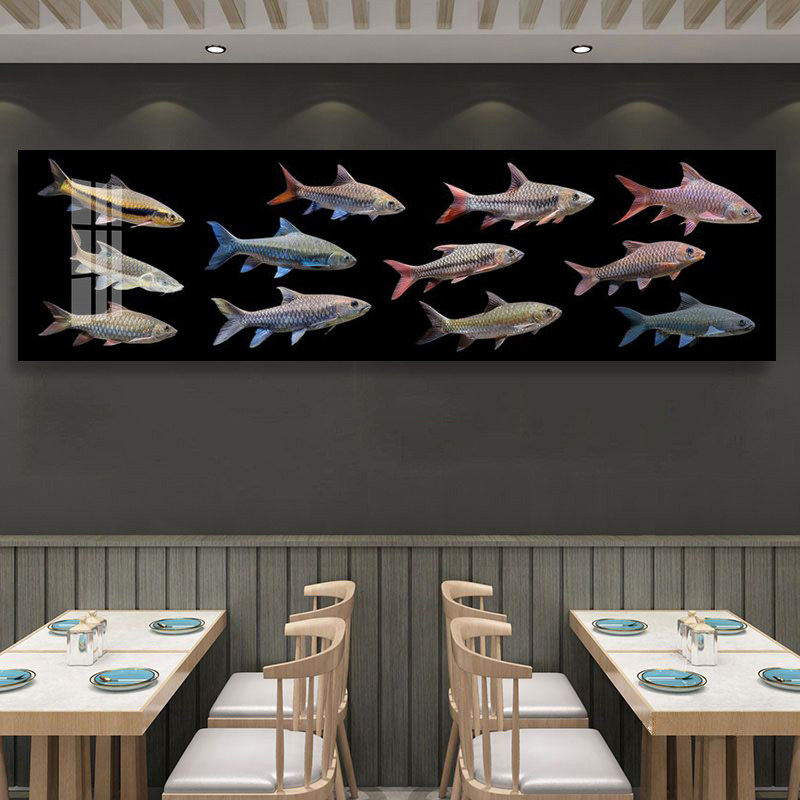 吉罗鱼鱼群装饰画水族店工作室背景墙挂画年年有鱼办公室书房壁画