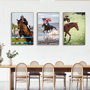马术赛马装饰画骑马体育运动俱乐部挂画骑术竞技马场休息室壁画