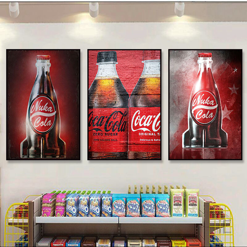 可口可乐装饰画汉堡店美式餐厅复古怀旧挂画零食店cola广告壁画