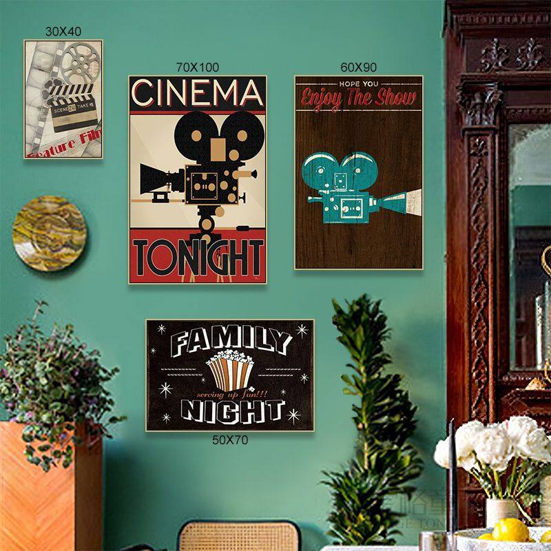 私人影院装饰画怀旧工业风电影氛围感咖啡馆挂画摄影工作室壁画