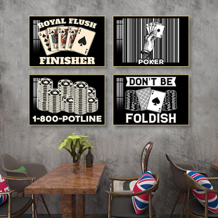棋牌室装饰画纸牌赌场麻将房游戏厅娱乐会所壁画德州扑克卡牌挂画