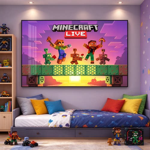 我的世界MC像素挂画电竞房卧室Minecraft苦力怕史蒂夫游戏装饰画