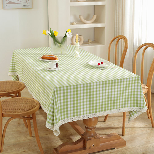 格子棉麻布艺加厚台布盖布餐桌布