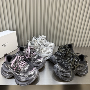 欧货擦色小个子超轻老爹鞋女2026秋休闲运动鞋舒适慢跑鞋四季网面