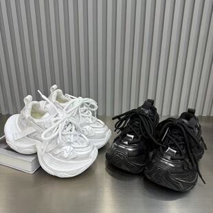 欧货擦色梯田厚底老爹鞋女2026春百搭舒适配阔腿裤运动休闲鞋超轻