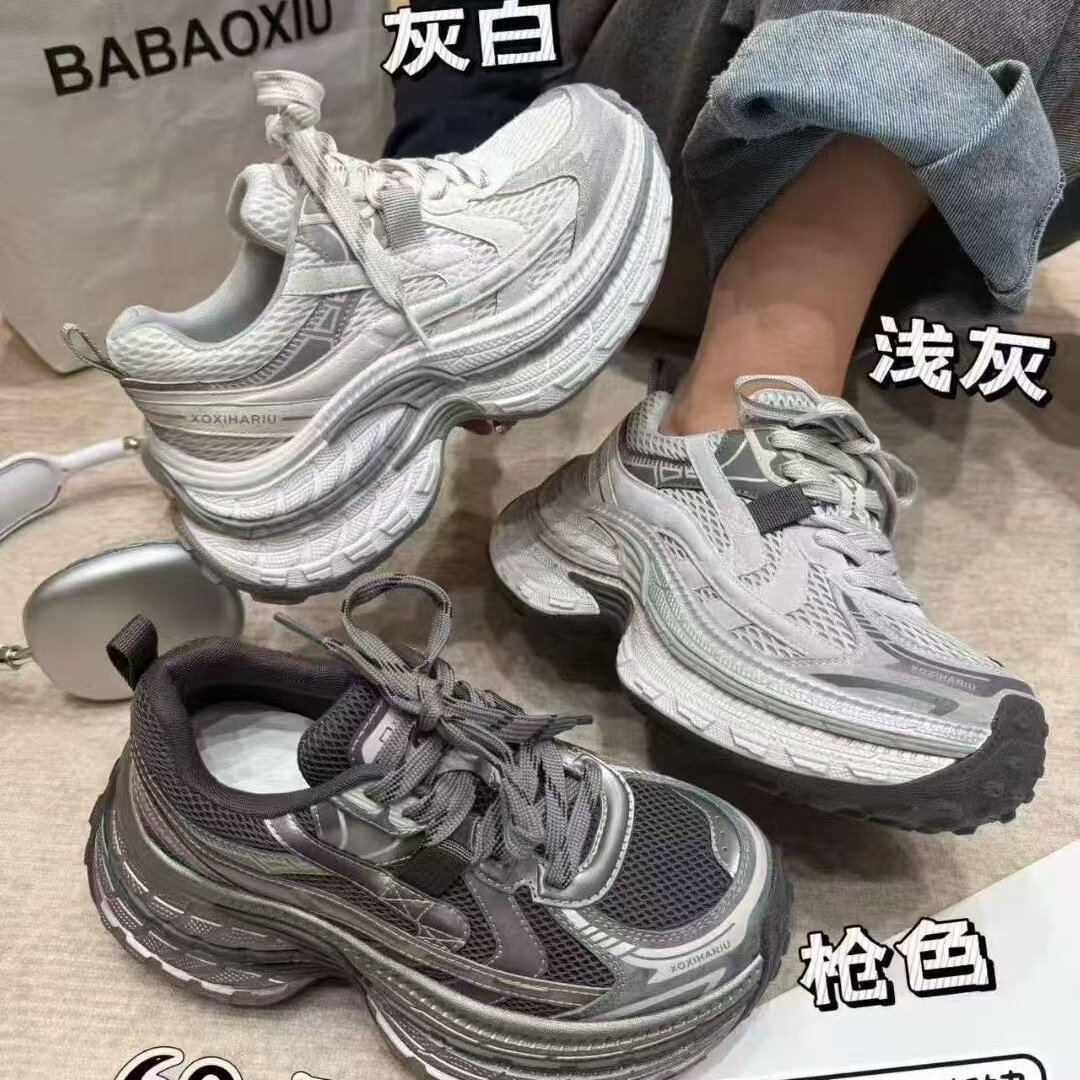 欧货2026春秋新款休闲风厚底老爹鞋女小个子户外运动鞋配阔腿裤轻