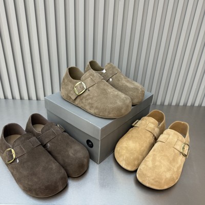 法式皮带扣磨砂皮勃肯鞋女2025秋百搭休闲ins潮增高一脚蹬懒人鞋