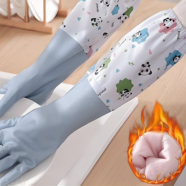 洗碗手套女冬季洗衣服厨房加厚加绒橡胶乳胶胶皮防水手套