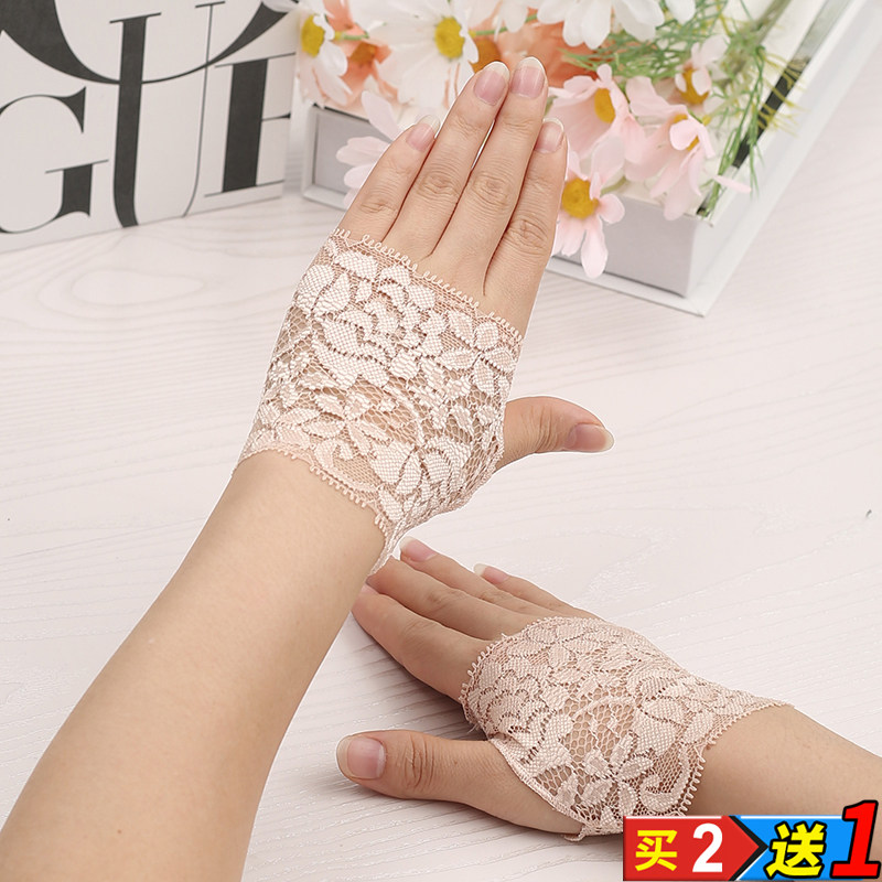 女蕾丝半指手套薄款防晒露指