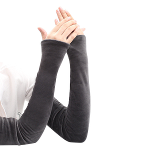 保暖袖套男女加绒手臂套长款加厚半指手套假袖子空调房胳膊秋冬季