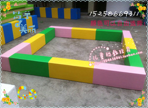 新款亲子幼儿园软体玩具凳子长条椅子软包长凳儿童方型沙发围栏球