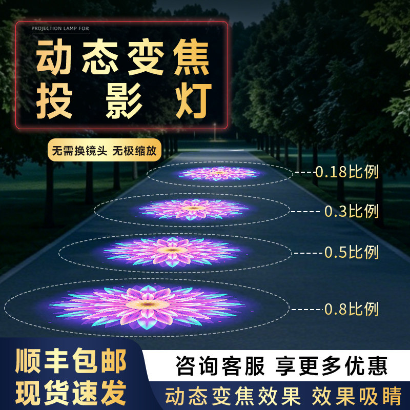 动态多图变焦投影灯自定义调节图案大小户外防水亮化氛围镭射灯
