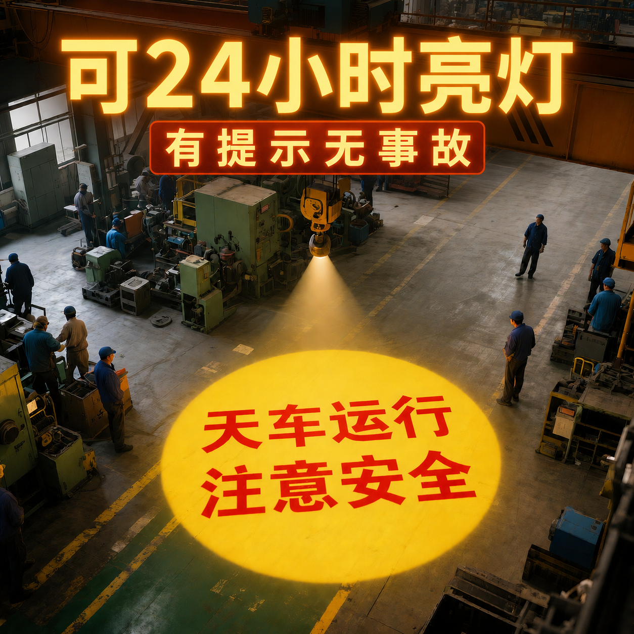 【可24小时使用】工业安全警示投影灯天车叉车380v射灯行车间标识