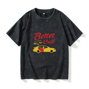 情侣 宽松夏季 绝命毒师炸鸡店gus老白T恤短袖 休闲衣服女男圆领大码