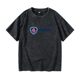 国潮男大卡车司机scania斯堪尼亚青年男男T恤短袖个性衣服女男圆