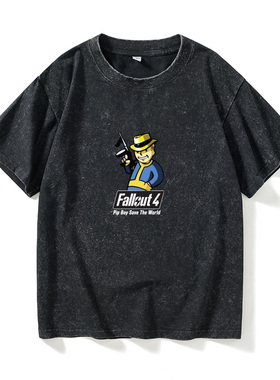 辐射4fallout pipboy哔哔小子T恤短袖简约衣服女男圆领大码宽松夏