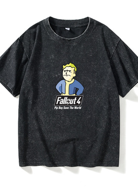 辐射4fallout pipboy哔哔小子T恤短袖新款衣服女男圆领大码宽松夏