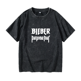 贾斯汀比伯同款Purpose Tour STADIUMT恤短袖中国风衣服女男圆领