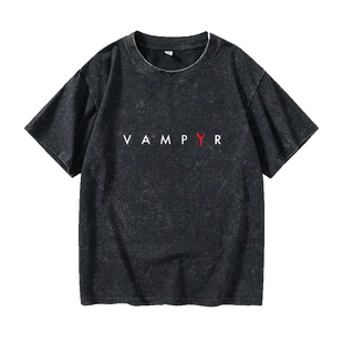 PS4 XBOX游戏Vampyr 吸血鬼T恤短袖潮衣服女男圆领大码宽松夏季情