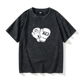 宽松 青少年衣服男女圆领大码 拳击boxing拳王穆罕默德 阿里T恤短袖