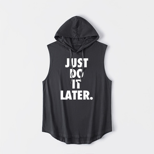 短袖 拖延背心T恤无袖 青少年衣服连 later创意恶搞懒人 just