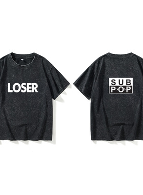 loser同 嘻哈说唱乐队RUN DMCT恤短袖个性衣服女男圆领大码宽松夏