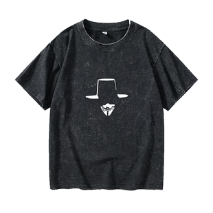 v字仇杀队 面具怪客T恤短袖个性衣服女男圆领大码宽松夏季情侣装