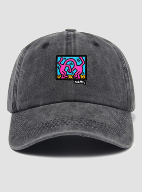 欧美波普风潮牌keithharing凯斯哈林涂鸦联名帽子棒球帽男女新款
