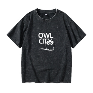 Owl City猫头鹰之城T恤短袖时尚衣服女男圆领大码宽松夏季情侣装